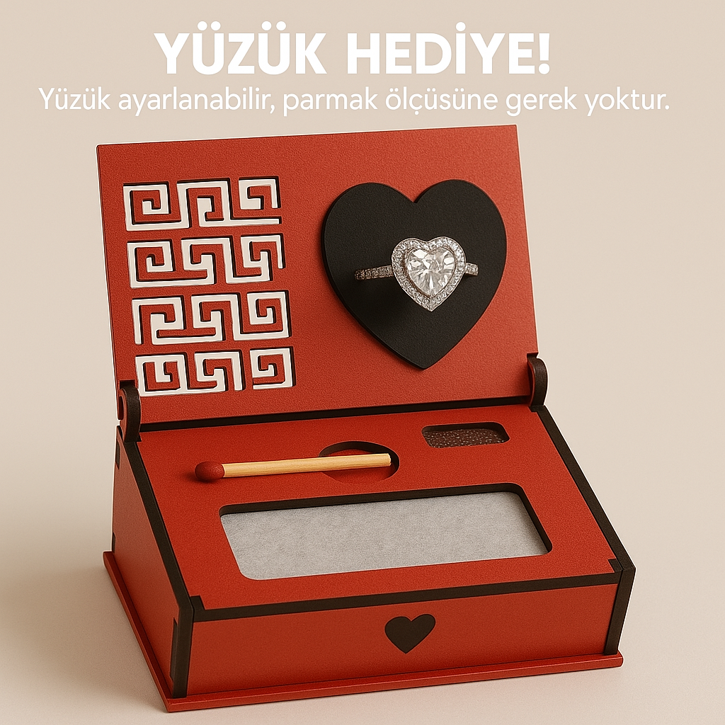 Alevli Yüzük Kutusu - Ayarlanabilir Yüzük Hediye )