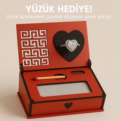 Alevli Yüzük Kutusu - Ayarlanabilir Yüzük Hediye )